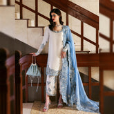 Serenity in Blue – Handcrafted Embroidered Attire”